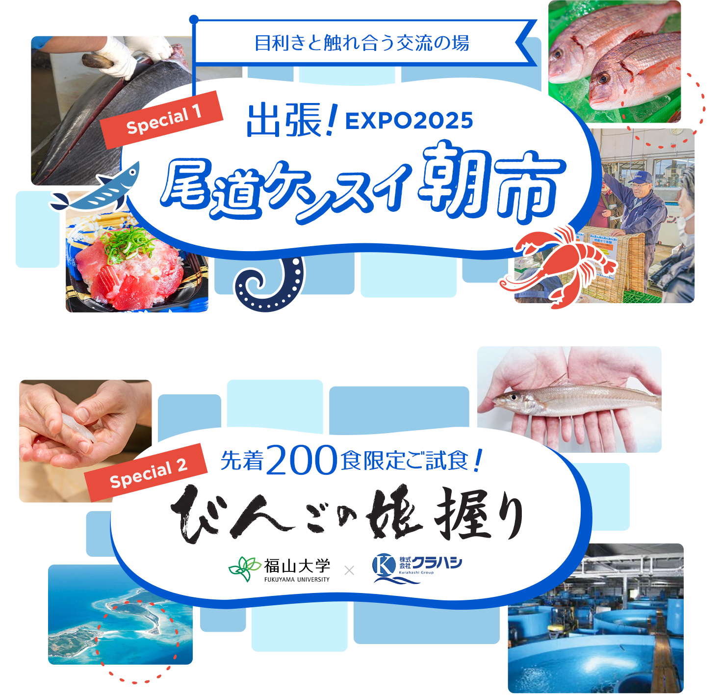 Special 1 出張EXPO2025尾道ケンスイ朝市、Special 2 びんごの姫握り試食